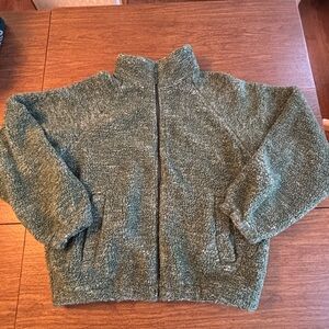 Men's BDG Urban Outfitters Green Comfy Mock Neck Sherpa Zip Up Jacket-Medium-EUC